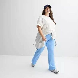 SO Blue waffle weave flare leg pant